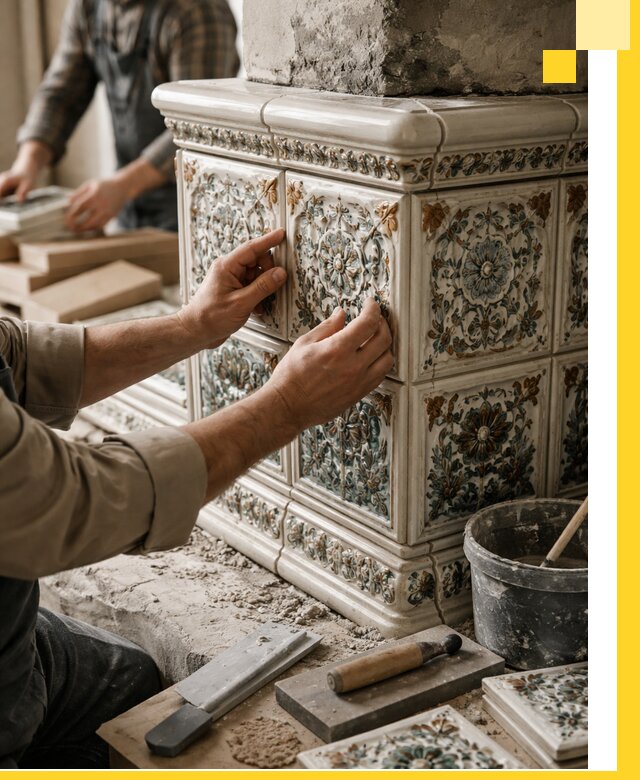 Изразцовые камины под ключ в Железнодорожном: проект и монтаж