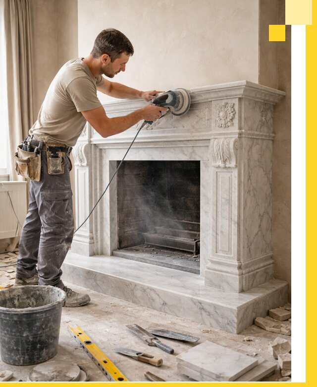 Изготовление и установка мраморных каминов в Железнодорожном под ключ