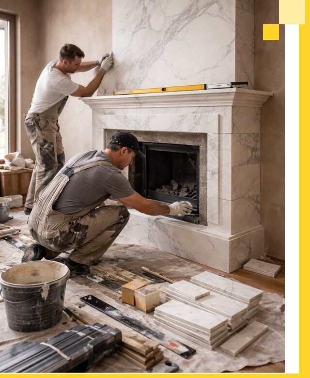 Отделка каминов в Железнодорожном качественные облицовочные работы