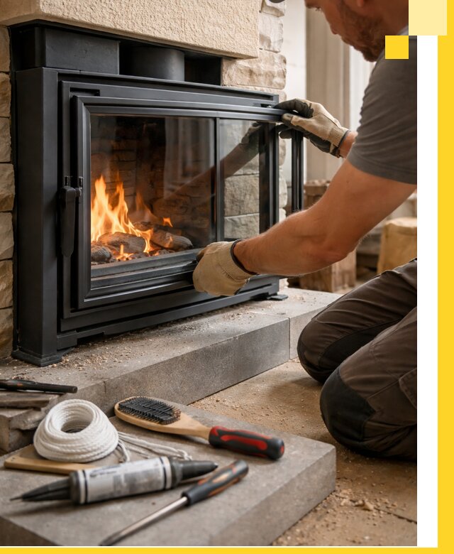 Производство, монтаж и доставка каминов со стеклом в Железнодорожном