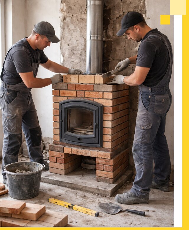 Монтаж печи камина под ключ в Железнодорожном с гарантией и пусконаладкой