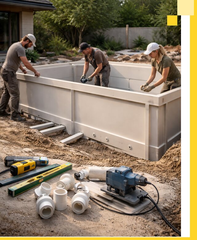 Установка полипропиленовых бассейнов под ключ в Железнодорожном