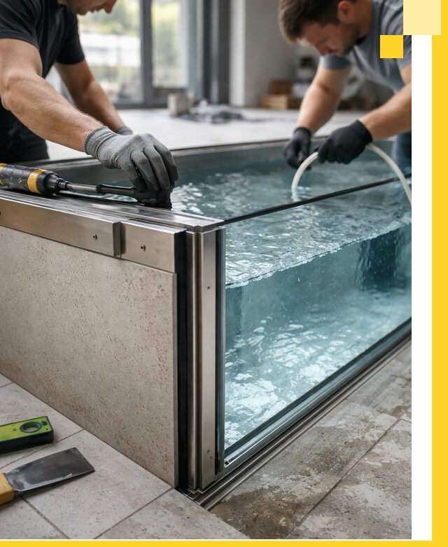 Проектирование и монтаж стеклянных бассейнов в Железнодорожном