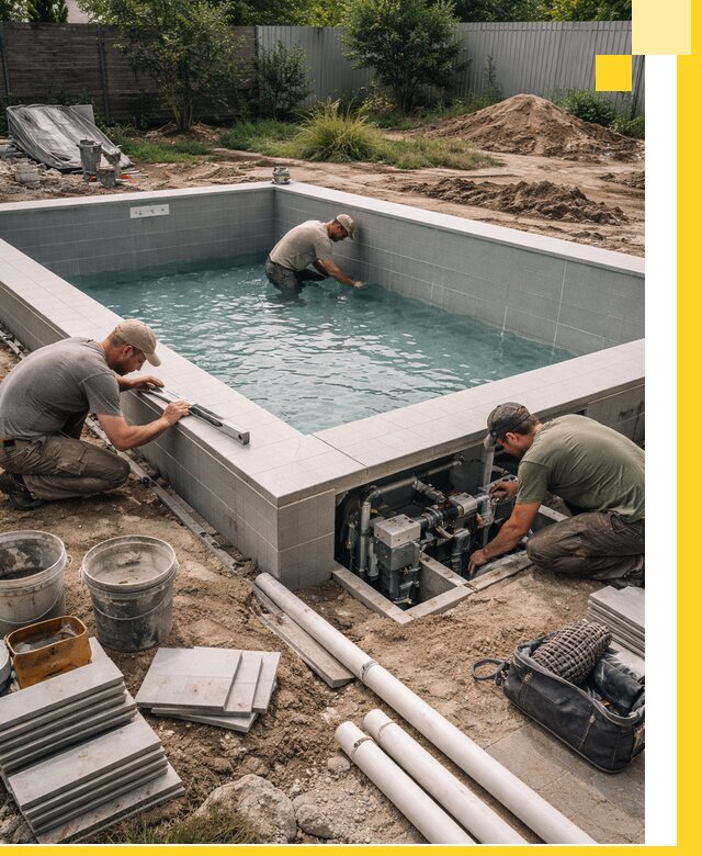 Строительство и монтаж бассейнов для дачи под ключ в Железнодорожном