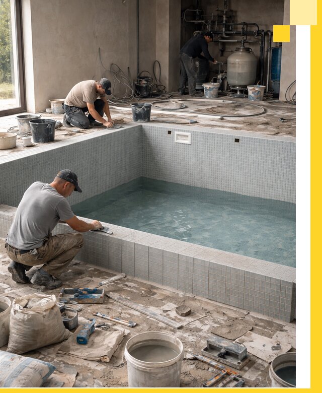 Строительство и монтаж бассейнов в помещении в Железнодорожном