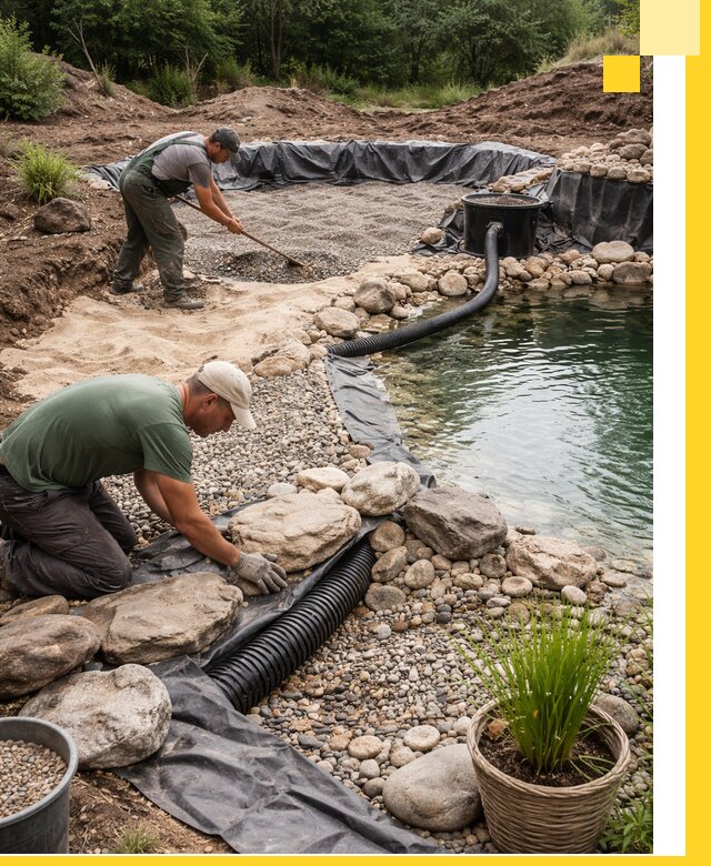 Строительство природных бассейнов и озер в Железнодорожном под ключ