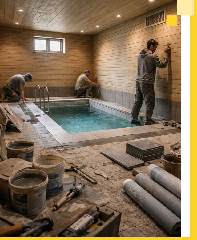 Строительство бани с бассейном и сауной под ключ в Железнодорожном