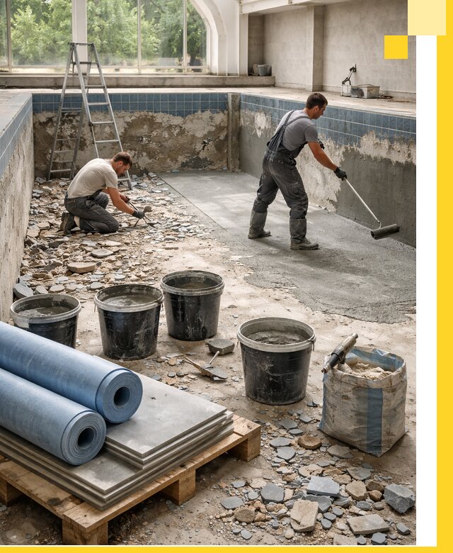 Реконструкция бассейнов в Железнодорожном: ремонт, гидроизоляция