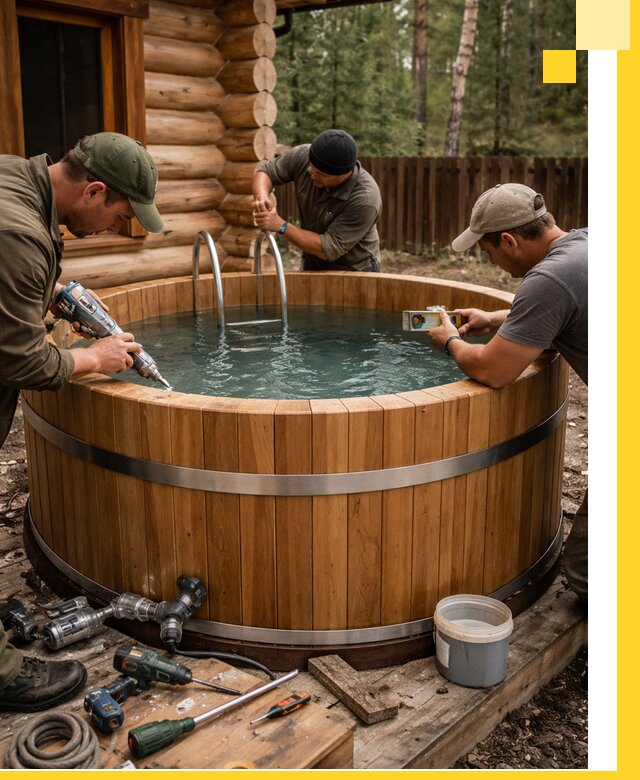 Строительство бань с купелью под ключ и отделкой в Железнодорожном