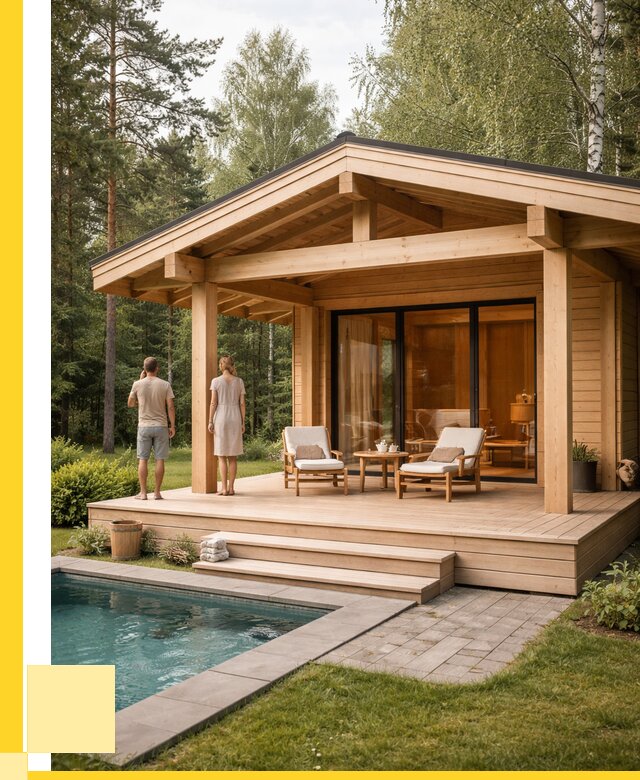 Бани с террасой под ключ в Железнодорожном от 615240 р. | ЭриданЖлз