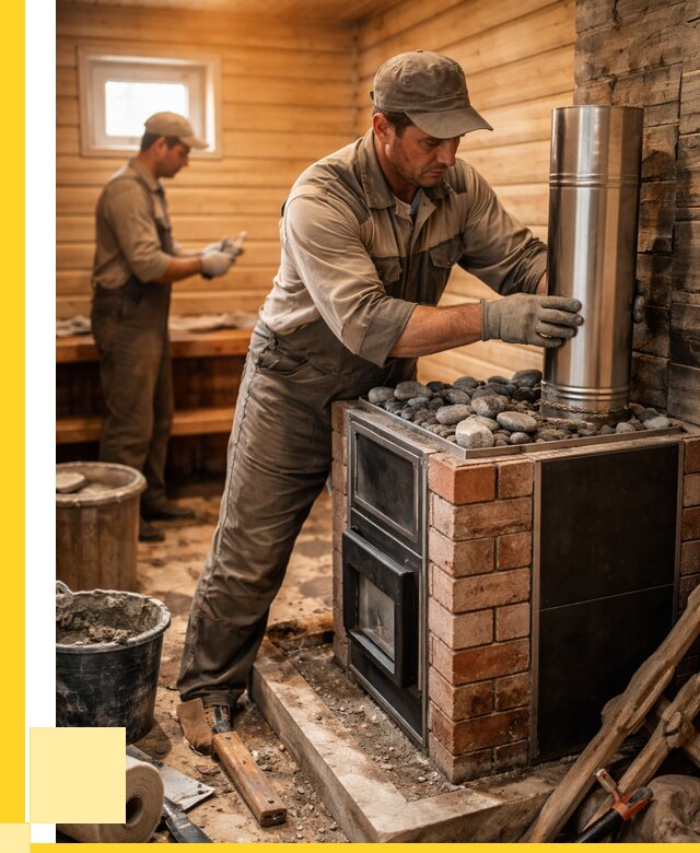 Монтаж печи в бане под ключ в Железнодорожном от 20508 р. | ЭриданЖлз