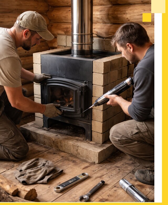 Монтаж и установка печи в бане под ключ с гарантией в Железнодорожном