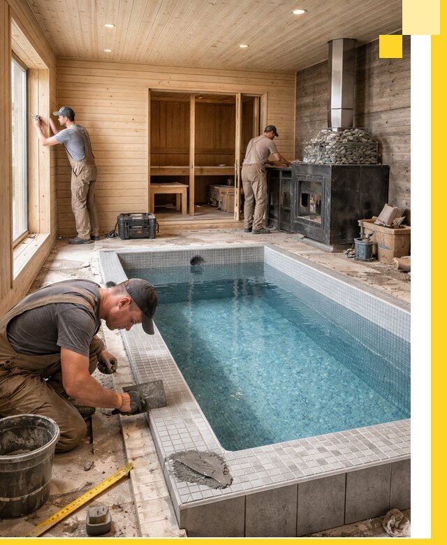 Проект бани с бассейном и сауной в Железнодорожном под ключ