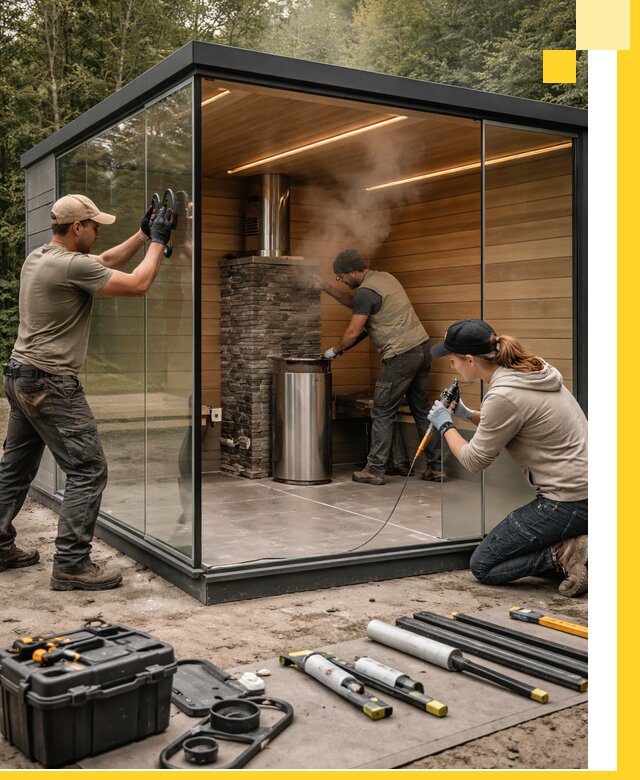 Проектирование и строительство стеклянных бань в Железнодорожном