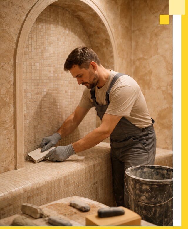 Профессиональная отделка хамамов с мозаикой под ключ в Железнодорожном