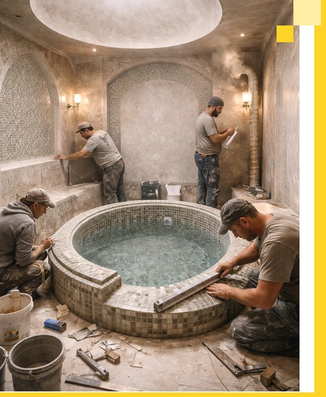 Профессиональное строительство хамама с бассейном в Железнодорожном под ключ