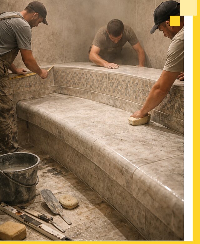 Изготовление и установка сидений для хамама в Железнодорожном